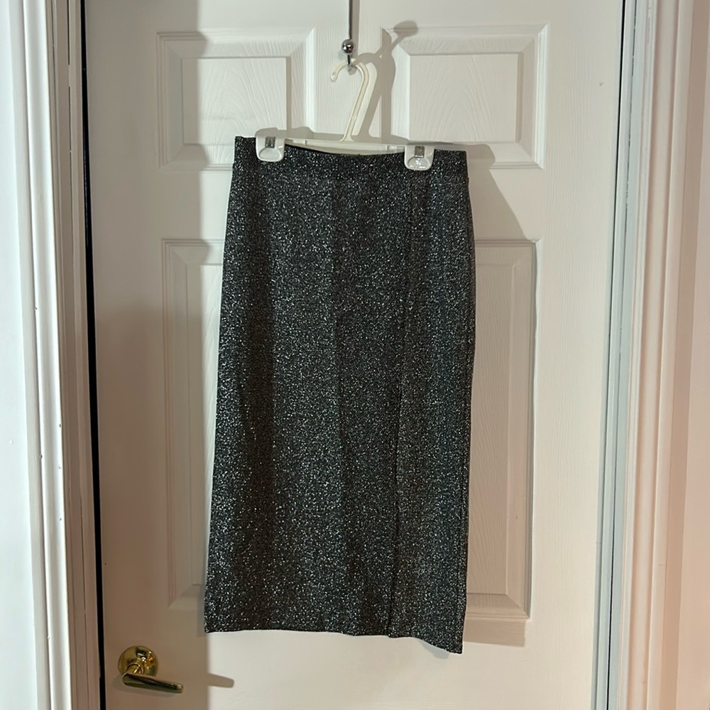 NWT H&M size medium black sparkle long pencil skirt